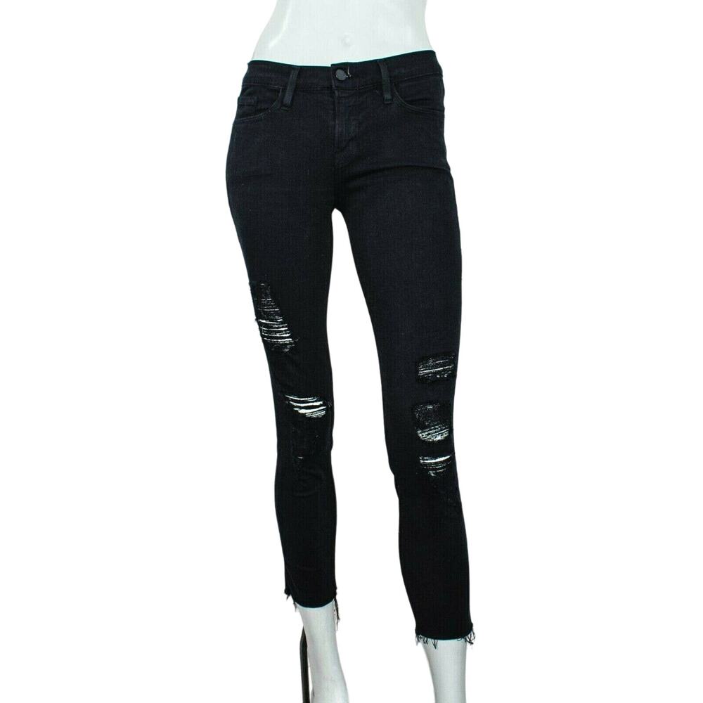 FRAME Denim size 26 Le Skinny De Jeanne Jeans Ripped Black Nior